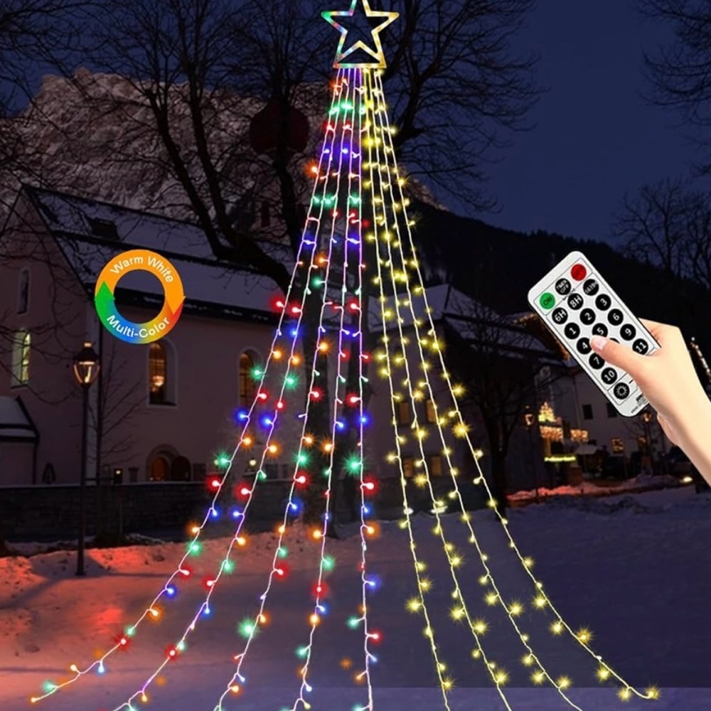 Christmas Star String Light LED Warm White or Multicolored 11 Light Modes Timer